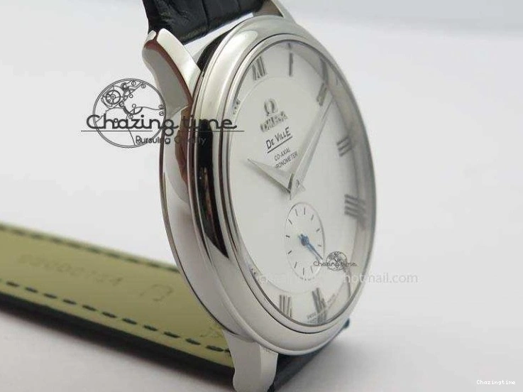 0420 Flexible De Ville MK 1:1 Best Edition SS White Dial On Black Leather Asian Seagull T1701 (Sec@6) 8244